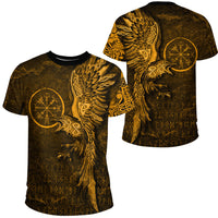 Viking Clothing Vegvisir With Raven Viking Compass Gold Version T Shirt RLT12 - Wonder Print Shop