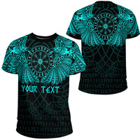 Custom Viking Clothing Viking Odins Celtic Two Ravens Cyan Version T Shirt RLT12 - Wonder Print Shop