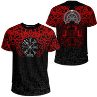 Viking Clothing Viking Odin Helm Of Awe Red T Shirt RLT12 - Wonder Print Shop