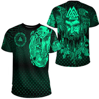 Viking Clothing Viking Odin Raven Tattoo Style Green Version T Shirt RLT12 - Wonder Print Shop