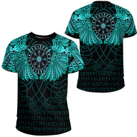 Viking Clothing Viking Odin's Celtic Two Ravens Cyan Version T Shirt RLT12 - Wonder Print Shop