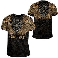 Custom Viking Clothing Viking Odins Celtic Two Ravens Gold Version T Shirt RLT12 - Wonder Print Shop
