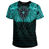 Viking Clothing Viking Odin's Celtic Two Ravens Cyan Version T Shirt RLT12 - Wonder Print Shop