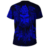 Viking Clothing Viking Odin Raven Tattoo Style Blue Version T Shirt RLT12 - Wonder Print Shop
