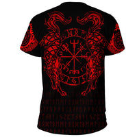 Viking Clothing Viking Compass Vegvisir Tattoo Red Version T Shirt RLT12 - Wonder Print Shop