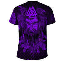 Viking Clothing Viking Odin Raven Tattoo Style Purple Version T Shirt RLT12 - Wonder Print Shop