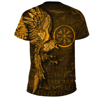 Viking Clothing Vegvisir With Raven Viking Compass Gold Version T Shirt RLT12 - Wonder Print Shop