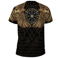 Custom Viking Clothing Viking Odins Celtic Two Ravens Gold Version T Shirt RLT12 - Wonder Print Shop