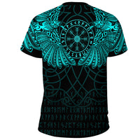 Custom Viking Clothing Viking Odins Celtic Two Ravens Cyan Version T Shirt RLT12 - Wonder Print Shop