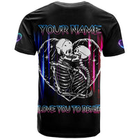 Love You To Death Neon Skull Kiss Couple All Over Print T Shirt LT13 - Wonder Print Shop