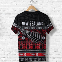 Custom New Zealand Silver Fern Christmas T Shirt Maori Meri Kirihimete LT13 - Wonder Print Shop