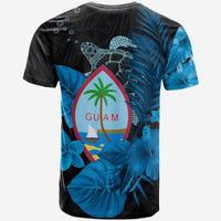 Guam Seal T Shirt Polynesian Turtle with Flowers Version Blue LT13 - Wonder Print Shop
