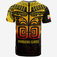 Custom Marquesas Islands Tiki T Shirt Gradient Marquesan Tattoo LT13 - Wonder Print Shop