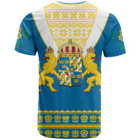 Sweden T Shirt Swedish Coat Of Arms With Scandinavian Flowers - Wonder Print Shop