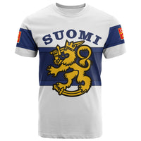 Custom Finland Hockey Suomi T Shirt White LT6 - Wonder Print Shop