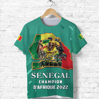 Custom Senegal Football T Shirt The Champions 2022 Style Map and Lion LT13 - Wonder Print Shop