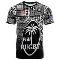 Fiji Rugby T Shirt Flying Fijians Black Tapa Pattern LT13 - Wonder Print Shop