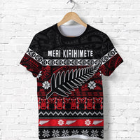 New Zealand Silver Fern Christmas T Shirt Maori Meri Kirihimete LT13 - Wonder Print Shop