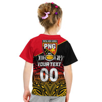 Kids rugby T-shirt red and black with back PNG crest and large 00 number
