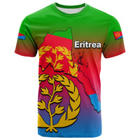 Custom Eritrea T Shirt Gradient Color Flag With Map LT6 - Wonder Print Shop