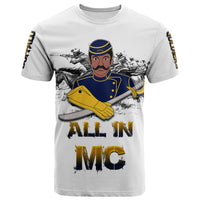 White Buffalo Soldiers T-shirt with soldier front graphic and All in IMC text