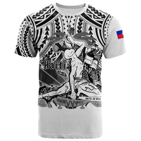 Haiti T Shirt Polynesian Neg Maron Custom White Style LT6 - Wonder Print Shop