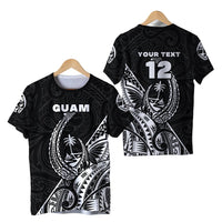 Custom Guam Rugby T Shirt Polynesian Patterns Style Black LT16 - Wonder Print Shop