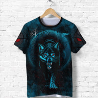 Viking T Shirt Moon Wolf Tattoo RLT12 - Wonder Print Shop
