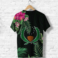 Custom Pohnpei Micronesia Green T Shirt Tropical Flowers LT13 - Wonder Print Shop