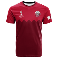 Qatar World Cup 2022 T-shirt, red with front Qatar and trophy logos