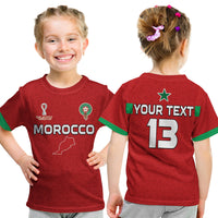 (Custom Text and Number) Morocco Football T Shirt KID Champions World Cup Soccer Proud LT13 - Wonder Print Shop