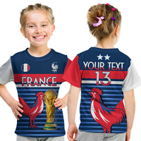 (Custom Text and Number) France Football The Blues T Shirt KID Les Bleus Le Champion 2022 World Cup LT13 - Wonder Print Shop