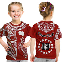 Custom Rarotonga Cook Islands T Shirt Turtle and Map Style Red LT13 - Wonder Print Shop