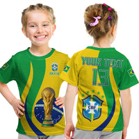 (Custom Text and Number) Brazil Football Champions T Shirt KID Selecao Style Vibe LT13 - Wonder Print Shop