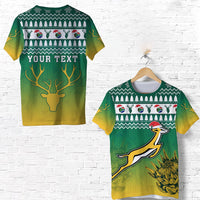 Custom South Africa Rugby Christmas T Shirt Proud Springboks LT13 - Wonder Print Shop