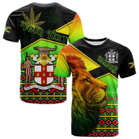 Custom Jamaica Lion T Shirt Jamaican Pattern Version Reggae Colors LT13 - Wonder Print Shop