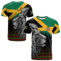 Custom Jamaica Lion T Shirt Jamaican Pattern Version Black LT13 - Wonder Print Shop