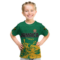Jamaica Athletics T Shirt KID Jamaican Flag With African Pattern Sporty Style - Wonder Print Shop