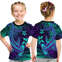 Custom Personalised Polynesian T Shirt KID Purple Paradise Hawaiian Tribal Hammerhead Shark - Wonder Print Shop