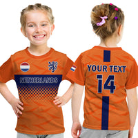 (Custom Text And Number) Netherlands Football T Shirt KID Holland World Cup 2022 - Wonder Print Shop