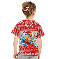 Custom Hawaii Christmas T Shirt Surfing Santa Mele Kalikimaka Polynesian - Wonder Print Shop