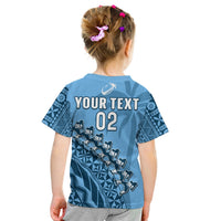 Custom Text And Number Fiji Tapa Rugby T Shirt Fijian Cibi Dance Tapa Pattern Blue - Wonder Print Shop