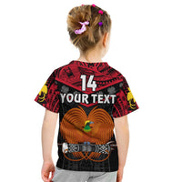 Custom Text And Number Papua New Guinea Rugby T Shirt KID PNG Kumuls Bird Of Paradise Black - Wonder Print Shop