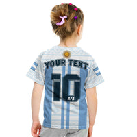 (Custom Text And Number) Argentina Football 2022 T Shirt KID Vamos La Albiceleste - Wonder Print Shop
