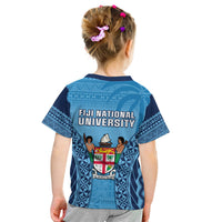 Fiji University T Shirt KID National Fijian Tapa Pattern Blue - Wonder Print Shop