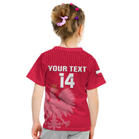 (Custom Text And Number) Poland Football T Shirt KID Polska World Cup 2022 Red - Wonder Print Shop