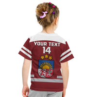 (Custom Text And Number) Latvia Hockey 2023 T Shirt KID Red Sporty Style - Wonder Print Shop