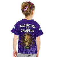 Argentina Football T Shirt KID La Albiceleste Campeon Proud Purple 2022 - Wonder Print Shop