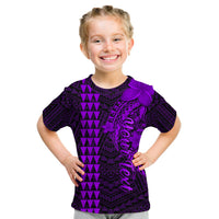 Kids purple and black Hawaii graphic T-shirt with tribal stripes and shark print