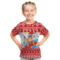 Custom Personalised Hawaii Christmas T Shirt KID Surfing Santa Mele Kalikimaka Polynesian - Wonder Print Shop